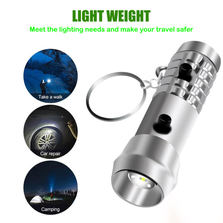 Mini LED Keychain Flashlight Multi-function Waterproof Warning Camping ...