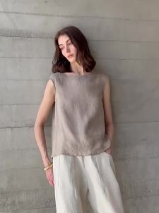 Linen WomenS Ankle-Length Pants Spring Summer Retro Elastic Waist Carrot-Cut Pant Casual Loose Straight-Leg Pants