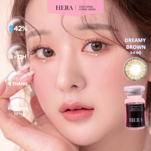 Lens Hera Nâu Mơ Màng 0 - 6 Độ DREAMY BROWN Nhập Khẩu Hàn Quốc Kính Áp Tròng Cận 6 Tháng
