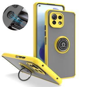 Armor Metal Ring Car Magnetic Holder Case For Xiaomi 11 Lite Mi 11Lite 5G NE Hard PC Shockproof Back Cover for Xiaomi Mi11 Lite