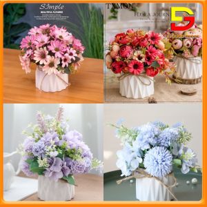 Hoa Trang Trí Phòng Khách Chậu Hoa Mini Để Bàn Cắm Sẵn Nhiều Mẫu Siêu Đẹp Trang Trí Bàn Trà Kệ Tủ Quán Cafe DG-27