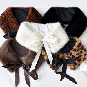 LUMIQLO Fluffy Fur Collar Scarf Lace Up Style Thickened Mink Fur Scarf Versatile Warm Neck Protection Scarf Winter Season