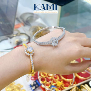 {loại1} Vòng tay hoa nữ lắc tay gắn đá cz nhân tạo siêu sáng khoá bấm đủ size KAMI trang sức sỉ VB89