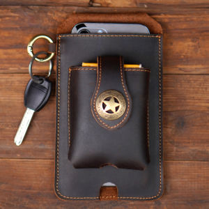 100 Leather Waist Cellphone Bag For Men Vintage Small Outdoor Loop Belt Phone Holster Pouch Holder With Case