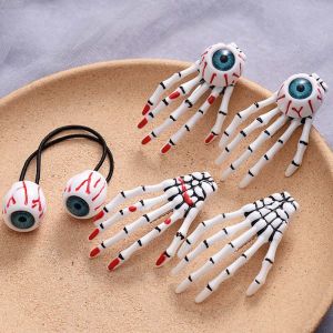 BEIBEI Rùng rợn Mát mẻ Zombie Punk Mắt máu Xương tay Móng vuốt bộ xương Dây cao su Halloween Barrette kiểu Hàn Quốc Kẹp tóc nữ Phụ kiện tóc