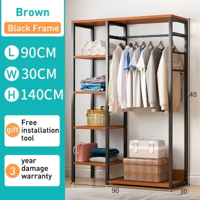 XUXU Cloth Cabinet Wardrobe Almari Rak Baju Multipurpose Wardrobe Bedroom Cloth Storage Cabinet Penyangkut Rak Pakaian Modern Style Open Wardrobe 衣帽架