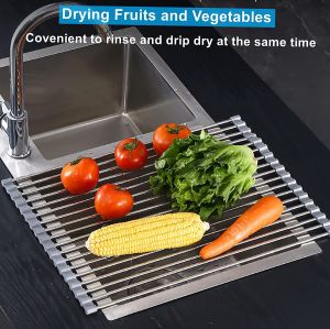33 by 50 CM LARGE ROLL UP DISH DRYING RACK OVER THE SINK DISH DRAINER FOR KITCHEN COUNTER SINK DRYING RACK DISH DRYING MATT FOLDING DISH RACK KITCHEN SINK ORGANIZER HOME ESSENTIALS