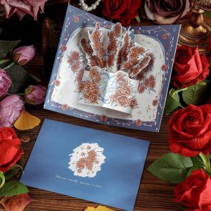 【COD&Fast Delivery】Rose 3D Greeting Card Flower Pop Up Love Valentines Day Card Surprised with Envelope Thank You Card Wedding Invitations