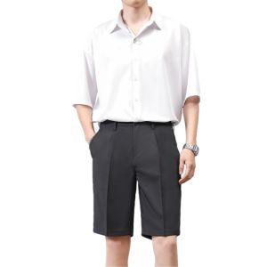 Plain Ice silk fabric Oversized Lapel Short sleeve Polo Shirts Fashion Casual Tops