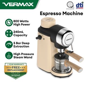 Vermax Smart Fully Automatic Espresso Coffee Maker Machine Expresso Milk Frother Semi Auto Shut-Off