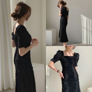 Đầm Dự Tiệc Cổ Vuông Tay Phồng Form Dài Tôn Body D72