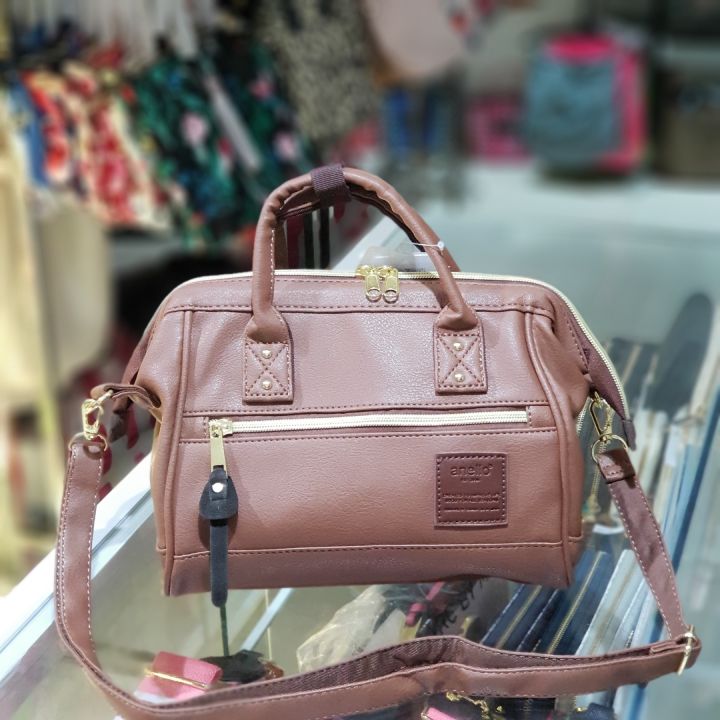 A.N.E.L.L.O Mini Boston Leather 2 Way Sling Bag Brown Lazada PH