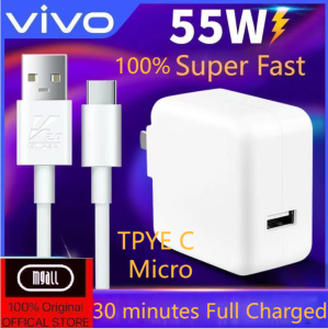 MGALL 100% Original VIVO 55W Super VOOC Fast Charging Cord 6A USB Micro Type C Date Cord For VIVO IQOO 1METER 2METER
