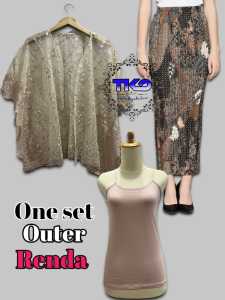 Setalan baju Kondangan Brokat seragam Bridesmaid Terbaru outer mix rok plisket batik 2024