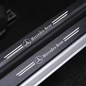 Car Door Sill Protector Carbon Fiber Pattern Anti-Scratch Threshold Guard Sticker Set for Vehicle Interior Protection