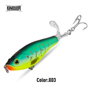 Kingdom Fishing Lure Artificial Bait Propeller 90mm 11g/110mm 17g Hard Wobblers Floating Topwater Pencil Bait For Bass Pike etc Kingpop Free Rotated Tail