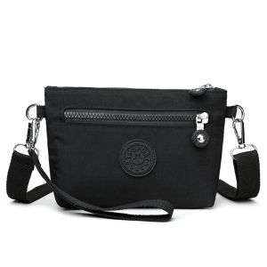 R3LRW0X Korean Style Zipper Crossbody Bag Solid Color Nylon Small Phone Bag Portable Handbag Canvas Shoulder Bag Women