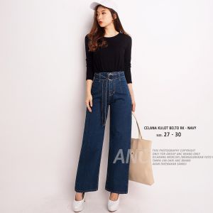 Celana Kulot Jeans Wanita - Celana Kulot Pocket Light - Celana Kulot Recommended Terbaik - Kulot Jeans Korea Style