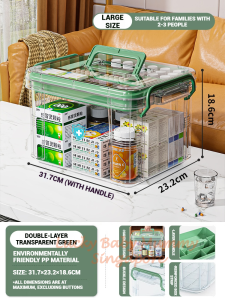 Transparent Medical Box | Double-Layer First Aid Organizer with Handle | Fireheart Warrior