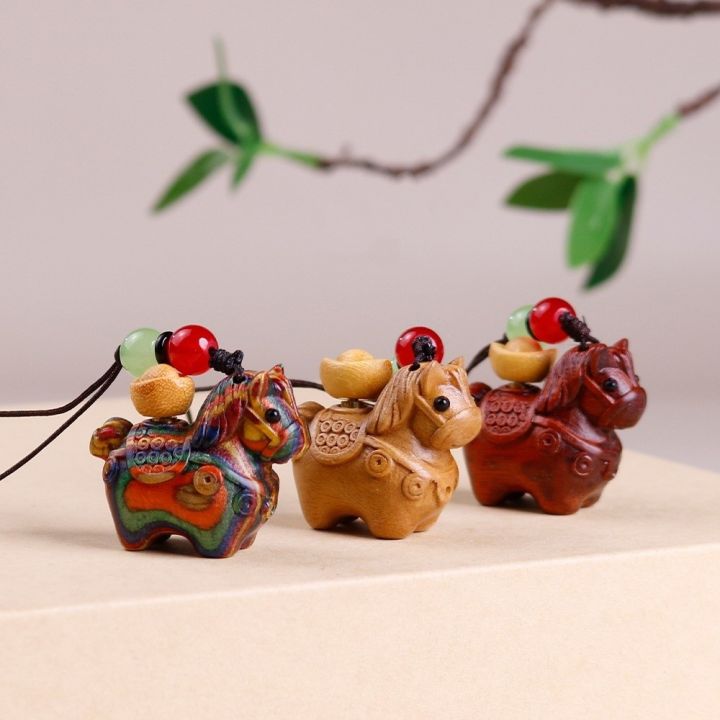 mini Móc khóa ngựa gỗ Phong cách Trung Quốc Đồ trang trí dây chuyền ...