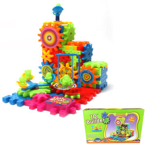 Childrens electric block gear compatible with LEGO large particle block assembly toy rail car Christmas gift