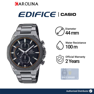Jam Tangan Pria Casio Edifice Chronograph EFS-S570DC-1A Kristal Safir Black Dial Silver Stainless Steel Band