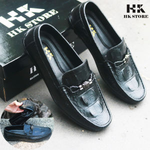 Giày mọi nam da bò dập vân cá sấu thòi trang đẹp mắt dễ dàng phối đồ đi lại êm chân mềm mại (gm04)