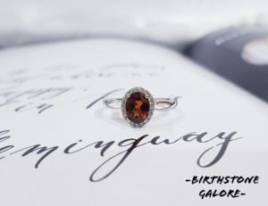 Natural Spessartine Birthstone S925 adjustable ring/cincin baiduri/S925 silver ring/gemstone/January birthstone/spessartine