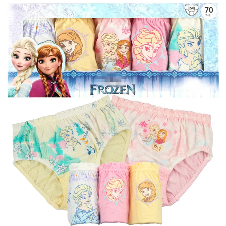HuaX 5pcs/box Girls Cotton Panties Cartoon Elsa Frozen Princess Kids  Underpants Triangle Underwear for 3-10Y