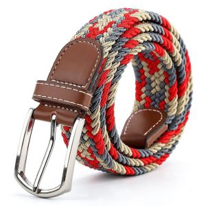 White Design New Men Stretch Woven Belt Casual Ladies Canvas Elastic Korean Joker Pin Buckle Version Clothing Matching 105CM