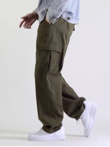 HUILISHI Korean mens casual wide-leg straight pants with wide fit and workwear mens Chinos pants