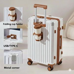 LAOSHIDAISHU KOPER ZIPPER KAPASITAS BESAR 18202224 INCH STAND CUP / USB CHARGER KOPER TRAVEL MODIS