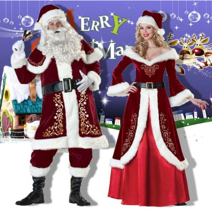 2023 HOT Plus Size Man Women Christmas Costumes Dress Santa