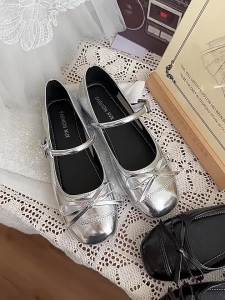 Shallow Bow WomenS Shoes 2026 Summer New Solid Color Flat Shoes With Strap For Skirts