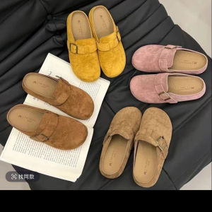 Free Shipping Baotou Slippers New Spring Collection Thick-Soled Half-Slipper Style Soft Leather Soft Sole Low-Top WomenS Slippers