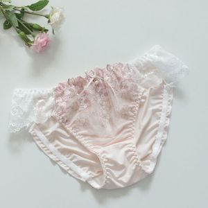 MEEU Bow Lace Briefs Cotton Crotch Sweet Women Underwear Breathable Mesh Lace Embroidered Panties Girl