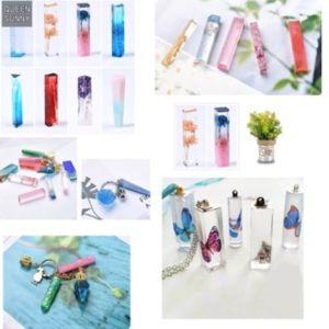 PAKET Cetakan Resin Kecil Panjang Liontin 10Pcs Bentuk Shaped Bangun Ruang Lonjong Bandul Kalung Gantungan Kunci Bahan Karet Silicone Lentur Elastis Cetakan Silikon Murah Anti Lengket