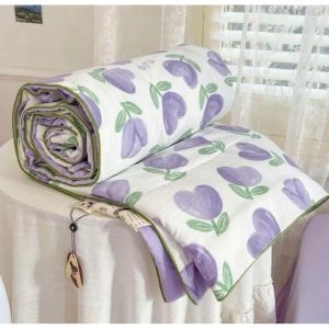 Chăn cotton đũi xơ đậu nành hè thu mềm mại thoáng mát