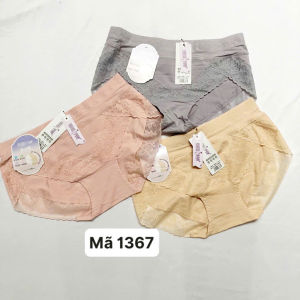 Quần lót nữ lưng cao cỡ 50kg đến 60kg thun lạnh lụa phối ren mềm mịn QL1367