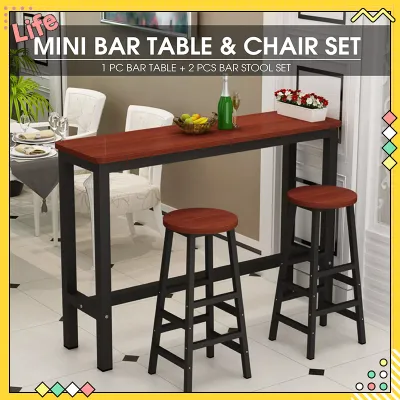 DolceVita Bar Table with 2 Chairs Set Bar Table and Chair Set High Steel Contemporary
