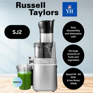 Russell Taylors SJ2 Masticating Cold Press Slow Juicer with 80mm Wide Feeding Tube