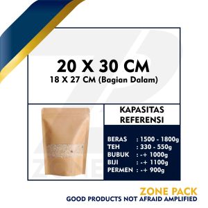 [10 Pcs] Standing Pouch Craft Windows Warna Coklat Ukuran I Kemasan Kopi I Kemasan Paper Ziplock