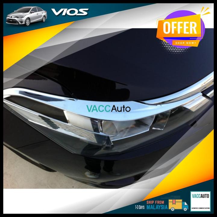 Toyota Vios (3rd Gen) Head Lamp Chrome Eyelid Front Head Light Lamp ...