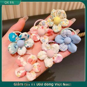QK FA ✨ 10 chiếc dây buộc tóc co giãn hình hoa ngọt ngào nhiều màu sắc phụ kiện buộc tóc đuôi ngựa dễ thương thời trang cho trẻ em dây chun buộc tóc
