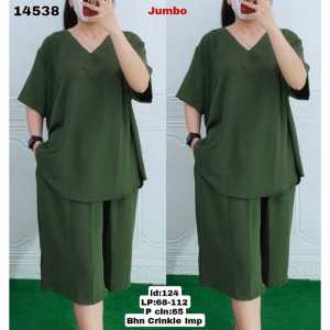 SETELAN JUMBO XXL.XXXL.XXXXL LD.120.125 130 /SETELAN CRINKLE POLOS PENDEK ANDIN//PAKAIAN DEWASA