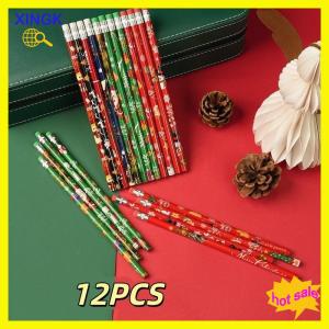 XINGK 12 24 36 Pcs Halloween Christmas Theme Wooden Pencil Student School Stationery Halloween Party Gifts Supplies For Children