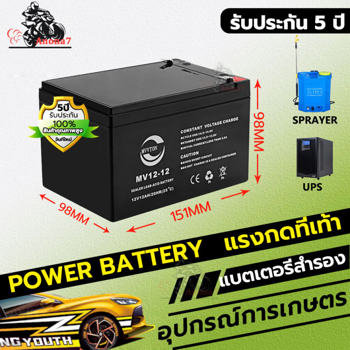 🔥รับประกัน 5 ปี🔥แบตเตอรี่ 12v 12ah แบตเตอรี่ไฟฉุกเฉิน แบตเตอร์รี่ 12v ...