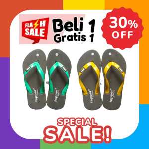Sandal Japit Pria Dewasa Multicolor Beli 1 Gratis 1 - Bahan Kulit PU Nyaman