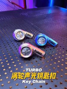 Turbo Keychain Mini Keyring Rainbow LED BOV Sound Turbocharger Car Drift