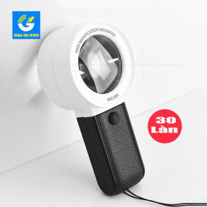 Kính lúp 2 thấu kính phóng lớn 30 lần có đèn led đèn soi tiền